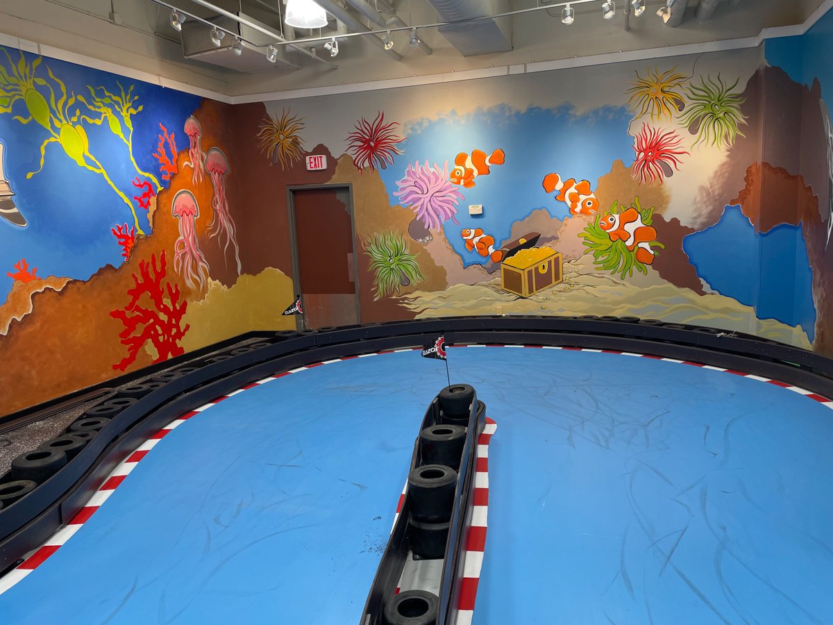 CoryTheCreative's tweet photo. Today’s Merritt Island mural update @ #driftzone & #blastzone Nerf Arena @ the #Spacecoast #Florida #bravard #handpainted #mural #art #merrittisland #20000leagues #painting #nerf #partyzone #drifting #artwork #muralist #artist #timelapse #landscape #funzone #shark #hawaiiartist https://t.co/HXfJ22Tfr2