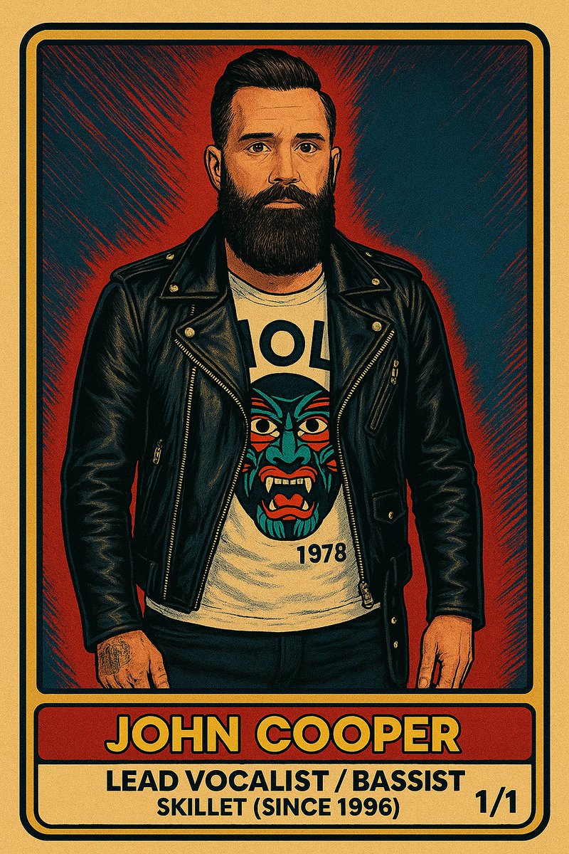 GavinComiskey's tweet photo. @skilletmusic 1/1 Band ❤️ #AiArt #TradingCard https://t.co/b3uNj9J1OF