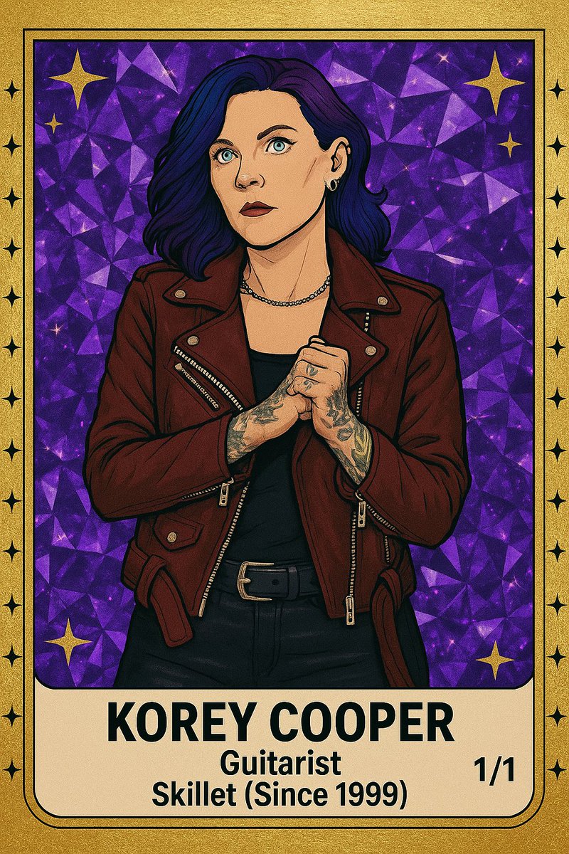 GavinComiskey's tweet photo. @skilletmusic 1/1 Band ❤️ #AiArt #TradingCard https://t.co/b3uNj9J1OF
