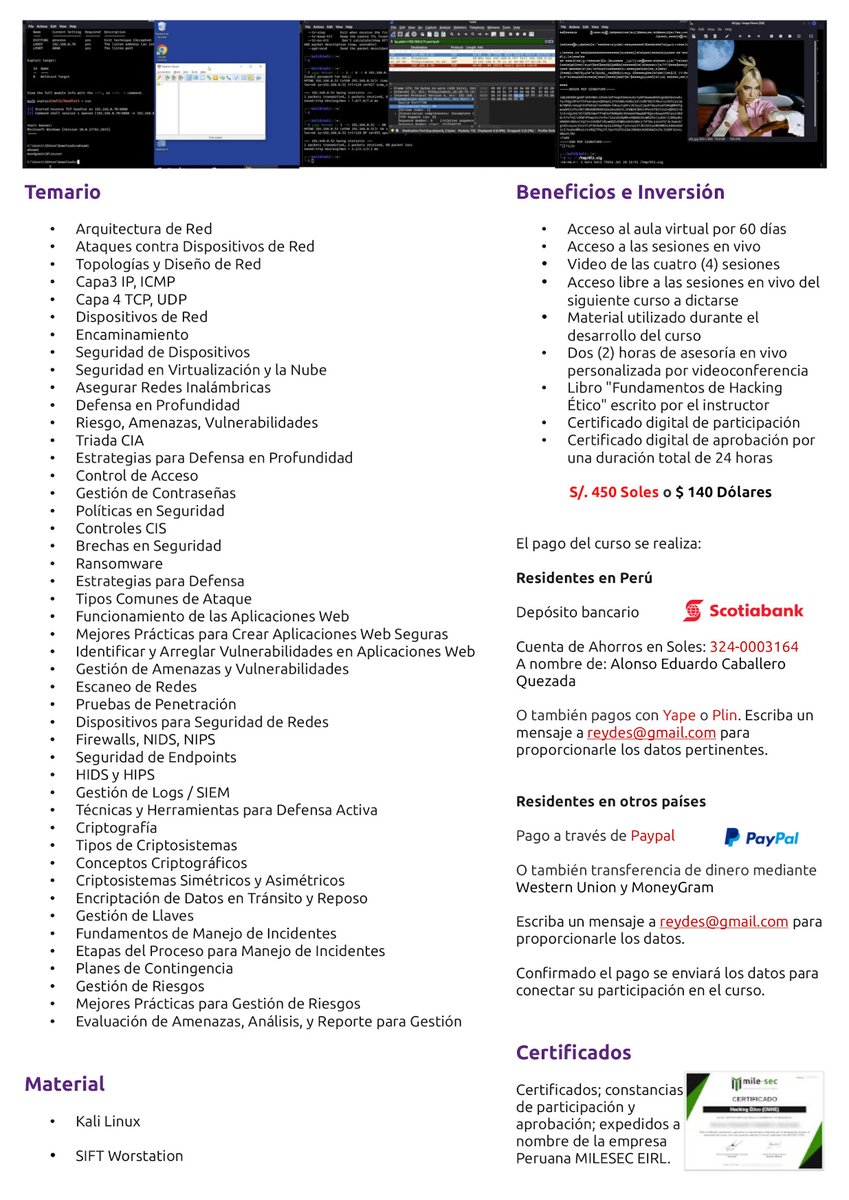 Alonso_ReYDeS's tweet photo. 🧑‍🎓 Anuncio Oficialmente el Curso de CiberSeguridad 2025. Domingos 1, 8, 15, y 22 de Junio. De 9:00 am a 12:00 pm (UTC -05:00). 🕸️ Más información: https://t.co/XMKseKKYO7 https://t.co/BQJo4NSQcq