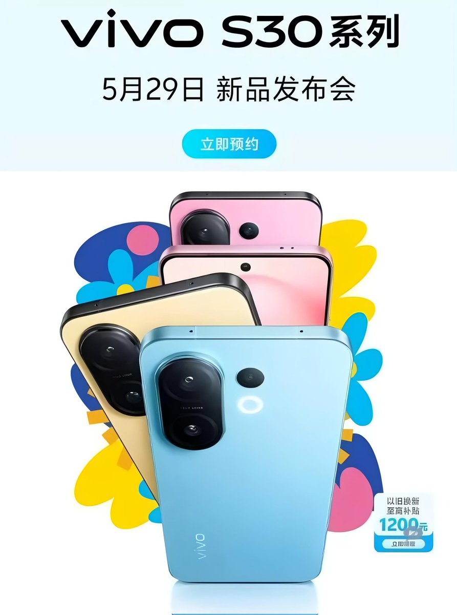 SujanTharu66's tweet photo. Upcoming Smartphones in Mayin 🇨🇳
May 19: Huawei nova14 series
May 20: iQOO Neo10 Pro+
May 28: Honor 400 series
May 29: vivo S30 series
Xiaomi 15S Pro,Xiaomi CIVI 5Pro
OnePlus Ace5 Supreme series
Realme Neo7 Turbo
#vivos30 #xiaomicivi5pro #Realmeneo7turbo #oneplusAce5
#honor400 https://t.co/7i0LjCVPZp