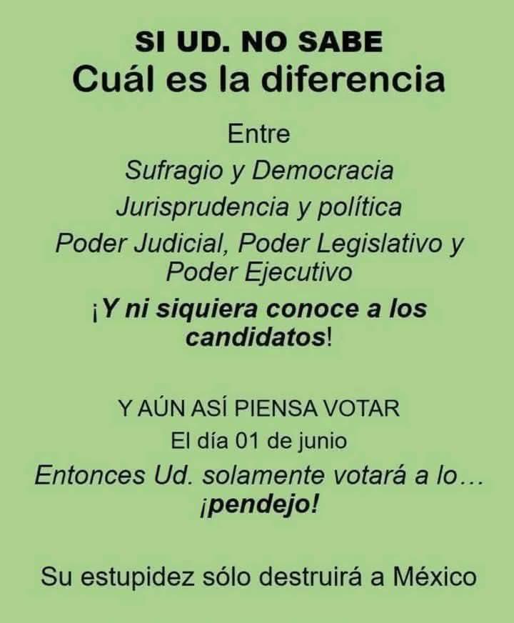 JCGandara1's tweet photo. @JLozanoA @suavsa @TheEconomist @Claudiashein Para el que vaya a votar. https://t.co/x6pMWkiSzQ