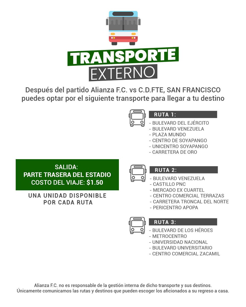 Transportes disponibles para el retorno a sus hogares 🏠👏🏼

¡Todos al Mágico González! 

#AlianzaFC🅰️ #TodosJuntos