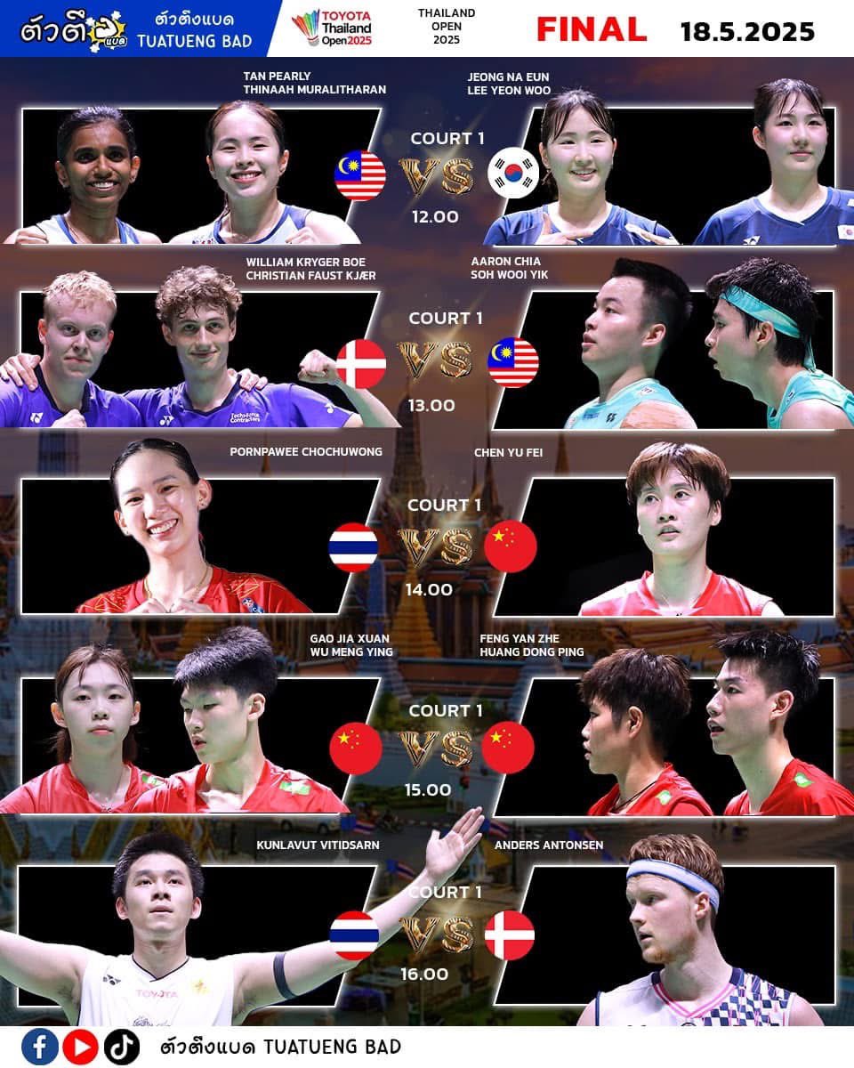 Skyboyz15's tweet photo. 🏸รอบชิงชนะเลิศ Thailand Open 2025 🇹🇭
⏰เริ่ม 12.00 น.   📺True Sports 7
ร่วมเชียร์นักกีฬาไทย  
14.00 น. หมิว vs Chen Yufei
16.00  น.  วิว vs Antonsen 🔥
📷 ตัวตึงแบด
#วิวกุลวุฒิ #หมิวพรปวีร์ #Kunlavut
#ThailandOpen2025 #BWFWorldTour https://t.co/XGoUBNUM55