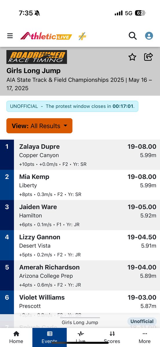 LibertyLionsT&F (@lhslionstrack) on Twitter photo Mia Kemp is the AIA State Runner-Up in Girls Long Jump!
Huge PR and Breaks her own School Record (again)
19-8” 👀
Mia finishes her amazing career with 4 medals this weekend! 👏
She will compete next week at the State Heptathlon!
<a href="/BeaverTFXC/">Oregon State Track & Field / Cross Country</a> <a href="/LHSAthletics22/">Liberty Lions Athletics</a> Mia Kemp is the AIA State Runner-Up in Girls Long Jump!
Huge PR and Breaks her own School Record (again)
19-8” 👀
Mia finishes her amazing career with 4 medals this weekend! 👏
She will compete next week at the State Heptathlon!
<a href="/BeaverTFXC/">Oregon State Track & Field / Cross Country</a> <a href="/LHSAthletics22/">Liberty Lions Athletics</a>