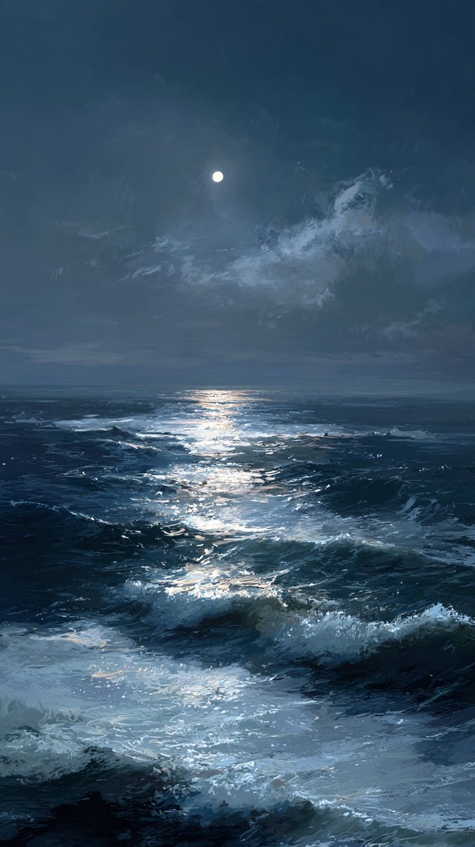 The moonlight lingered on the sea, reluctant to let the waves sleep alone.
