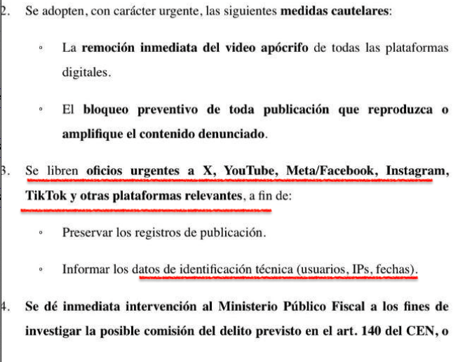 🔴URGENTE: Denunciaron en la justicia electoral el video realizado con IA donde Mauricio Macri le da de baja a Lospennato,
🔥Piden identificar autores y allanarlos de inmediato.
Como medida cautelar, la remoción de los videos en las plataformas TikTok, Youtube y X .(que