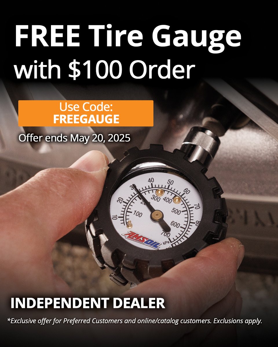 jeremsinc's tweet photo. #Amsoil Promotion going on right now, grab your free Tire Pressure Gauge with a $100 CAD or more order!  Code: FREEGUAGE
https://t.co/MXq2s6TUpC https://t.co/NYoADIgWQw