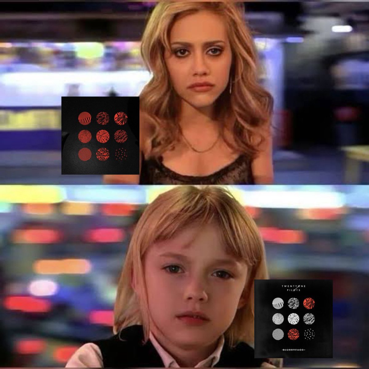 taximorph's tweet photo. me at 13:
crying and rethinking my life listening to blurryface 

me at 23:
celebrating the fact im alive for the 10 year anniversary of blurryface https://t.co/das5F3WRVv