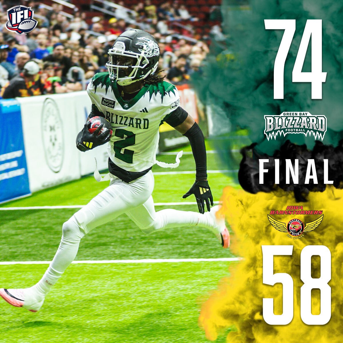 What an exciting  game we had tonight between the <a href="/gbblizzard/">Green Bay Blizzard</a> and the <a href="/iabarnstormers/">Iowa Barnstormers</a> 🤩❄️

Final in Green Bay. 74-58

#ThelndoorWar
#TheMajorLeagueOfIndoorFootball #IFL