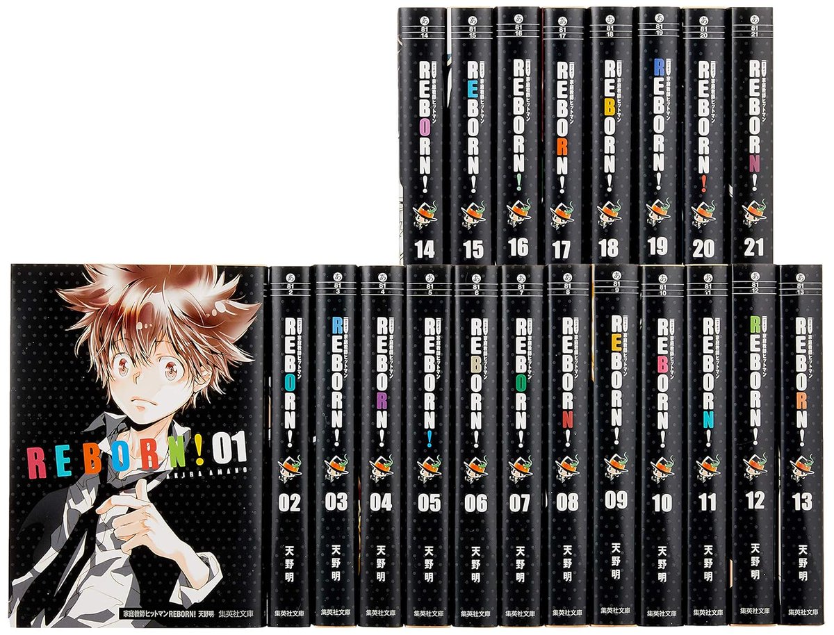 yuudaijoey's tweet photo. Sieht schon schick aus die Box mit den Paperback Bunko Manga zu Reborn! - Katekyo Hitman Reborn!🫠 Lag sogar in 1 Auflage in jedem Manga eine Postkarte dabei. #REBORN #Manga #Bunko #Shueisha https://t.co/aUx06obXPV