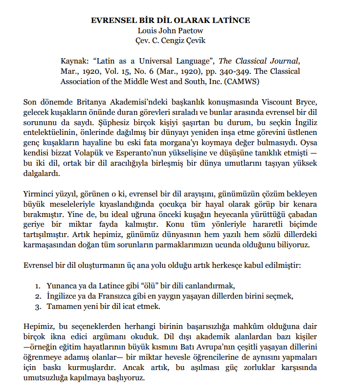 jimithekewl's tweet photo. "Evrensel Bir Dil Olarak Latince", Louis John Paetow, 1920: 
https://t.co/0tIsAUVY8P https://t.co/Lh8qslvlLq