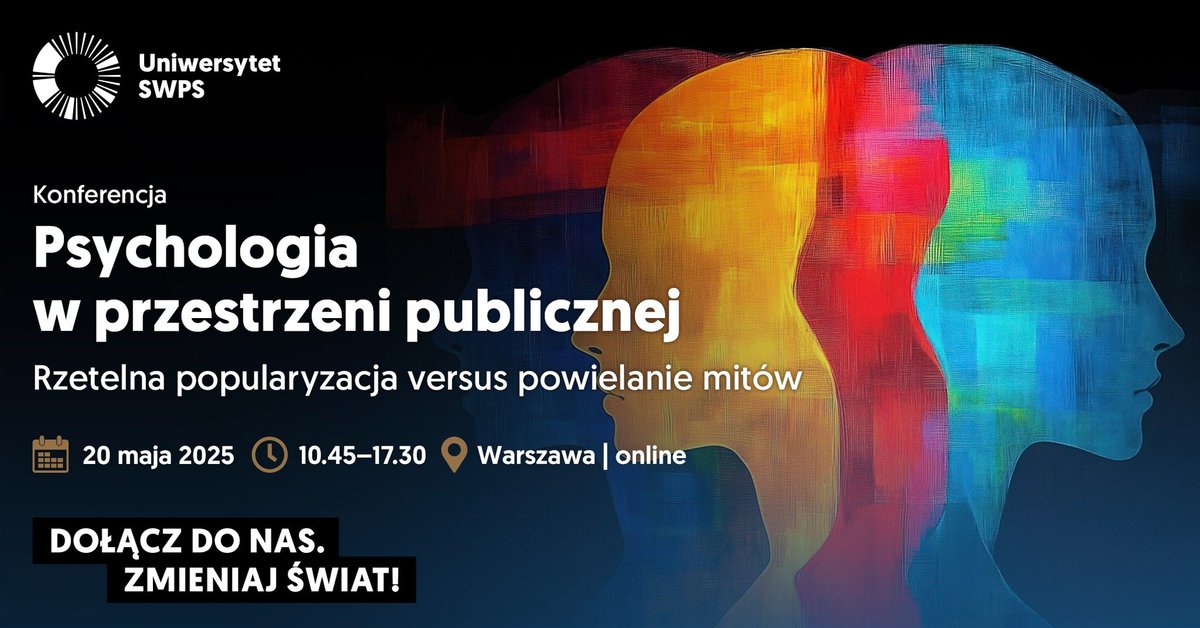 Przemysław Bąbel (@przemyslawbabel) on Twitter photo 📢 Już we wtorek, 20 maja, godz. 10:45–17:30 zapraszam na konferencję „Psychologia w przestrzeni publicznej: rzetelna popularyzacja vs powielanie mitów”, współorganizowaną przez <a href="/SWPSUniversity/">SWPS University</a> i <a href="/filozoficznyUJ/">Wydział Filozoficzny UJ</a> <a href="/JagiellonskiUni/">Uniwersytet Jagielloński</a>, pod patronatem <a href="/KomitetPan/">Komitet Psychologii PAN</a>.
Wezmę udział w panelu: 📢 Już we wtorek, 20 maja, godz. 10:45–17:30 zapraszam na konferencję „Psychologia w przestrzeni publicznej: rzetelna popularyzacja vs powielanie mitów”, współorganizowaną przez <a href="/SWPSUniversity/">SWPS University</a> i <a href="/filozoficznyUJ/">Wydział Filozoficzny UJ</a> <a href="/JagiellonskiUni/">Uniwersytet Jagielloński</a>, pod patronatem <a href="/KomitetPan/">Komitet Psychologii PAN</a>.
Wezmę udział w panelu: