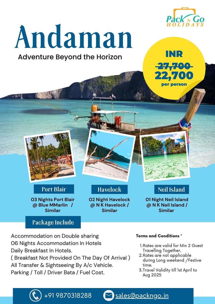 Get an *additional 5% discount on your next holiday trip!*

*WhatsApp Channel:* whatsapp.com/channel/0029Va…
*Instagram:* instagram.com/packngo_holida…

Don't miss out on this amazing deal! 🌟 #PackNGoHolidays #AndamanTrip #TravelDeals #HolidayPackages