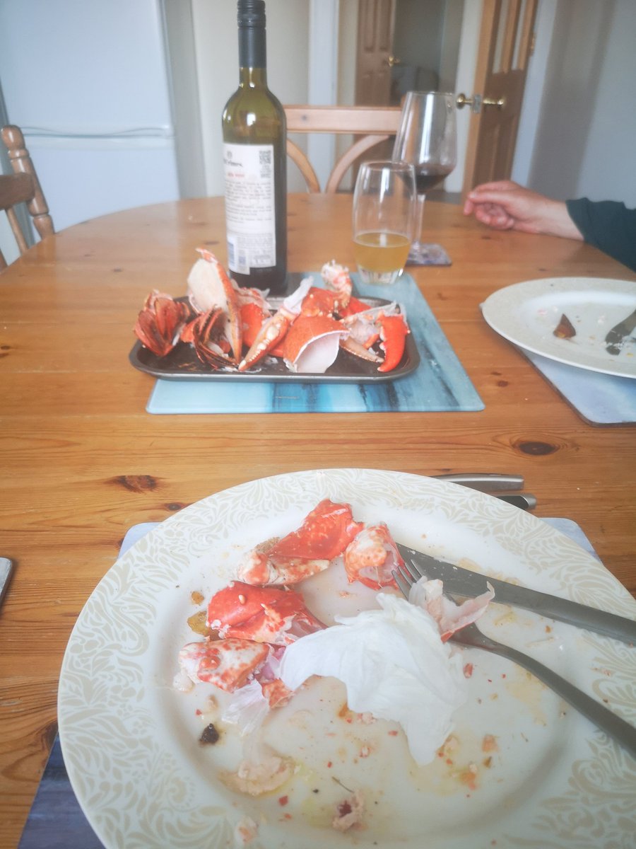 Grilled Lobster tail, steamed claws 🦞 a drizzle of garlic butter and some brown bread &amp; butter. And some wine.. 🍷Birding doesn't get tougher than this 😉