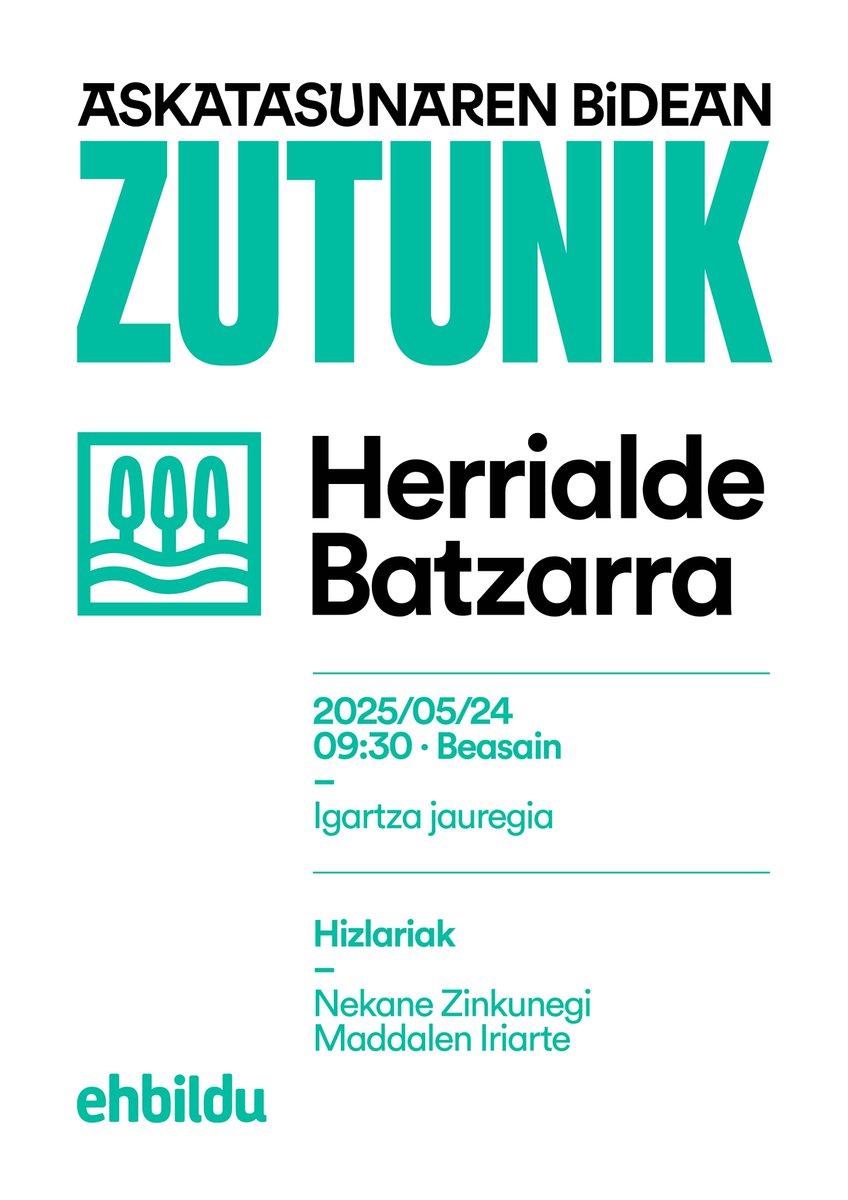 Maiatzaren 24an, herrialdeko batzarra egingo dugu, Beasainen. <a href="/ehbildu/">EH Bildu</a>|ren III. kongresuari jarraipena emanez...

· Gipuzkoako mahai politikoaren aurkezpena 

🗣️Nekane Zinkunegi, arduradun politikoa
🗣️Maddalen Iriarte, bozeramailea

Askatasunaren bidean #Zutunik
