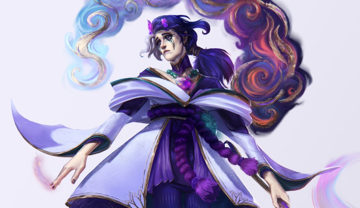 jose32551's tweet image. this is my take on spirit blossom hwei for #visionaryskincollab so if we dont get a spb hwei now i can pretend this is it(?)
in my little AU, hwei is an Akana and he was the host for an Azakana demon who fed on him and left (bye jhin)

@visionarycollab 
#hwei
