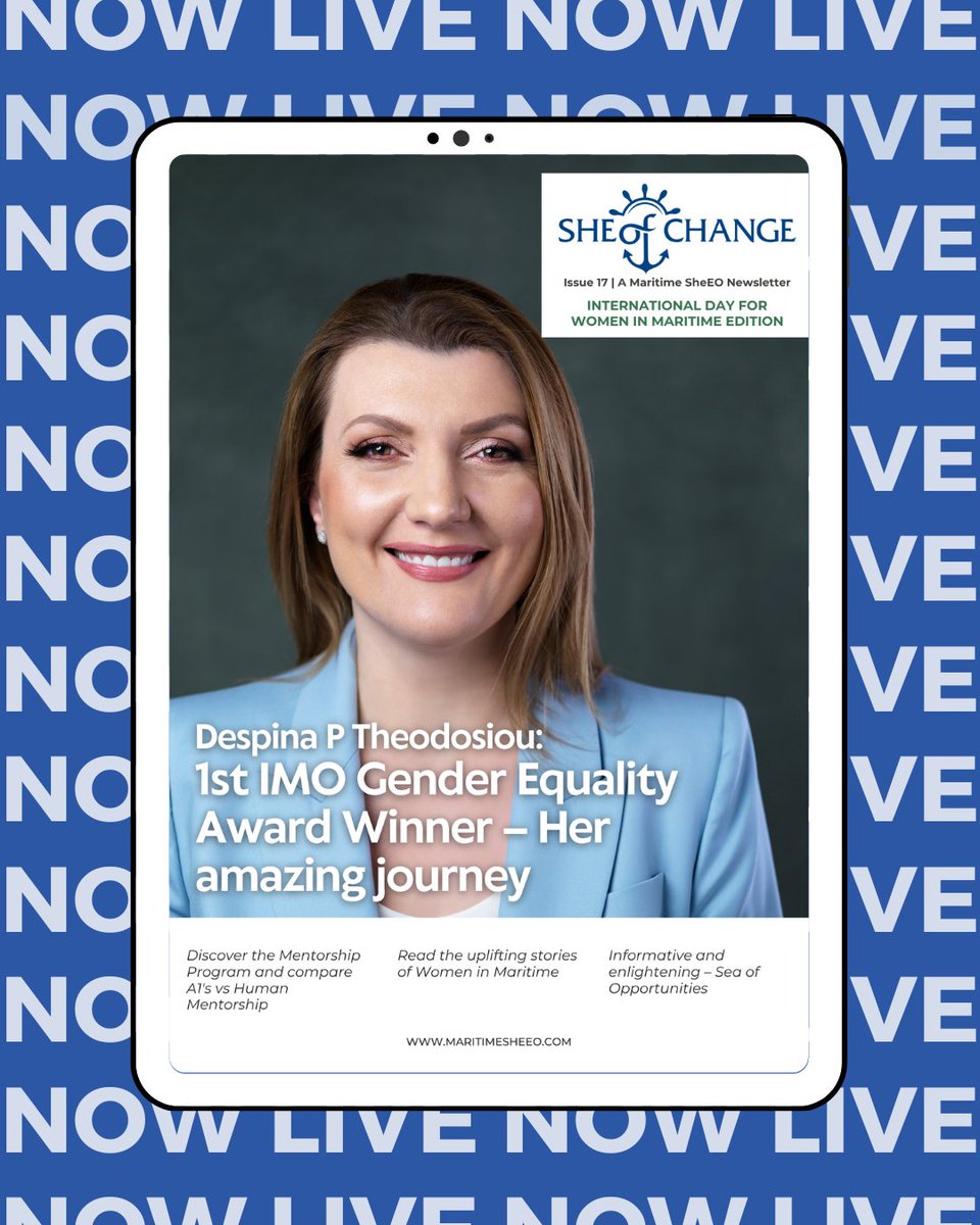 In celebration of International Day for Women in Maritime, we’re proud to unveil our latest issue — with industry leader Despina Theodosiou on the cover.

⚓️ Read her story and explore the full issue here: maritimesheeo.com/magazines/

#WomenInMaritime #GenderDiversity #MaritimeSheEO