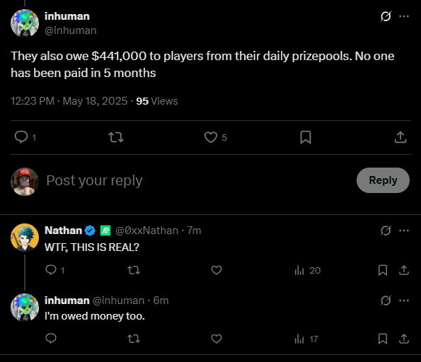 cagyjan1's tweet photo. 🚨BIG SCANDAL: @playoffthegrid  has not payed their players $441,000 owed. 

Where there is smoke there is fire, do not buy the $GUN token.

Hey @coopernicus01 any comments on this? Maybe the $AVAX foundation can jump in and pay the players? https://t.co/pvh7PYf6jW