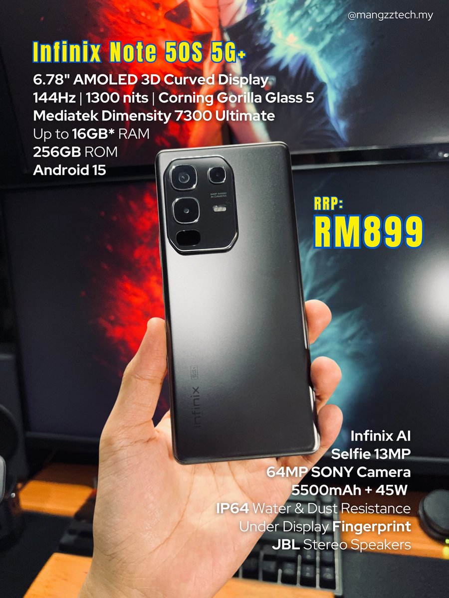 mangzztech's tweet image. 𝐏𝐡𝐨𝐧𝐞 𝐚𝐮𝐭𝐨 𝐩𝐫𝐨 𝐌𝐨𝐛𝐢𝐥𝐞 𝐋𝐞𝐠𝐞𝐧𝐝𝐬 😎

Perbezaan utama Infinix Note 50S 🆚 Note 50X
☑️ 6.78” Skrin AMOLED 🆚 6.67” IPS LCD
☑️ Skrin Curved 144Hz 🆚 Skrin Flat 120Hz
☑️ Camera 64MP Sony 🆚 50MP
☑️ RM899 🆚 RM699

#infinix #infinixnote #mobilelegends #mpl