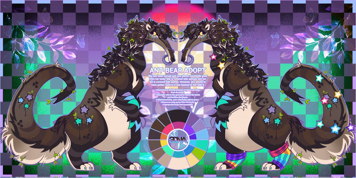 dna56733619's tweet photo. Anteater adopt
Owner: CuriousSnake(Furaffinity)
I like her. It first, but not last time when I draw an a anteater
To be honest, I have an idea about another one, but with not so full reference and more like chibi, but shh🤫
#adoptables #adopt #digitalart #characterdesign #sparcle https://t.co/oMi0ULj3TG