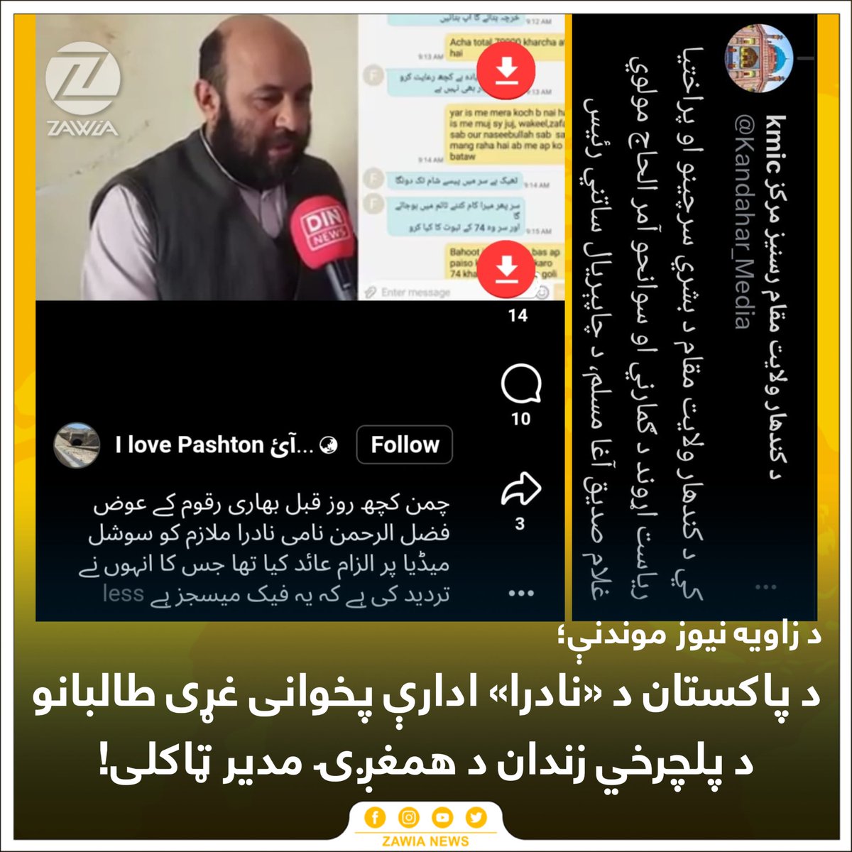 د طالبانو په ادارو د پاکستاني مامورينو د افشا کولو په لړ کې، زاويه نيوز تازه معلومات موندلي چې د پاکستان د نادرا يا National Database &amp; Registration Authority ادارې حقوقي سلاکار او کارمند فضل الرحمن دا مهال د کابل د پلچرخي زندان د همغږۍ مدير ټاکل شوی دی. 

تر دې دندې وړاندې فضل