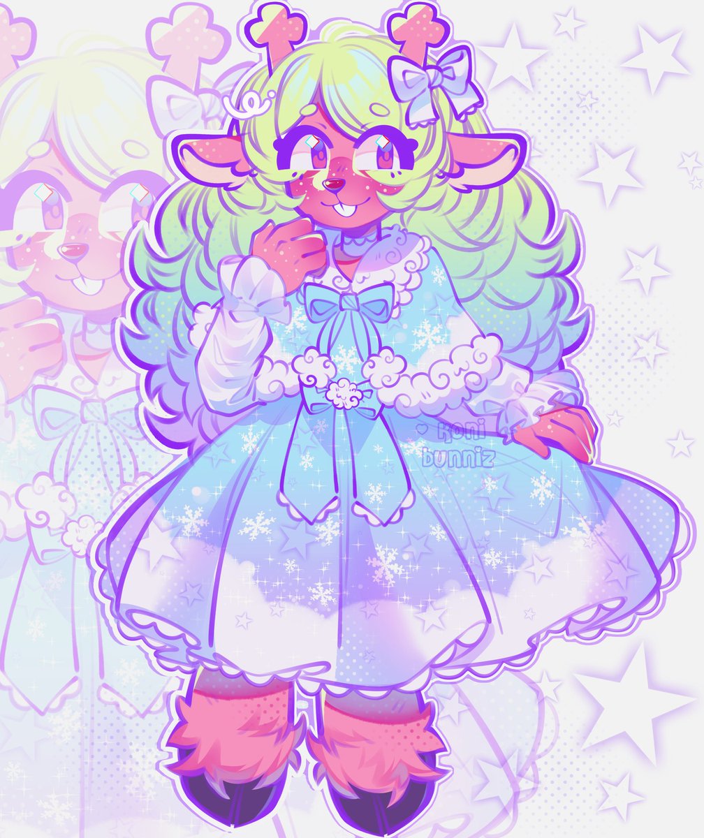 Koni_Bunniz's tweet image. Noelle in a cute dress? Why not 🩵 #DELTARUNE #noelleholiday