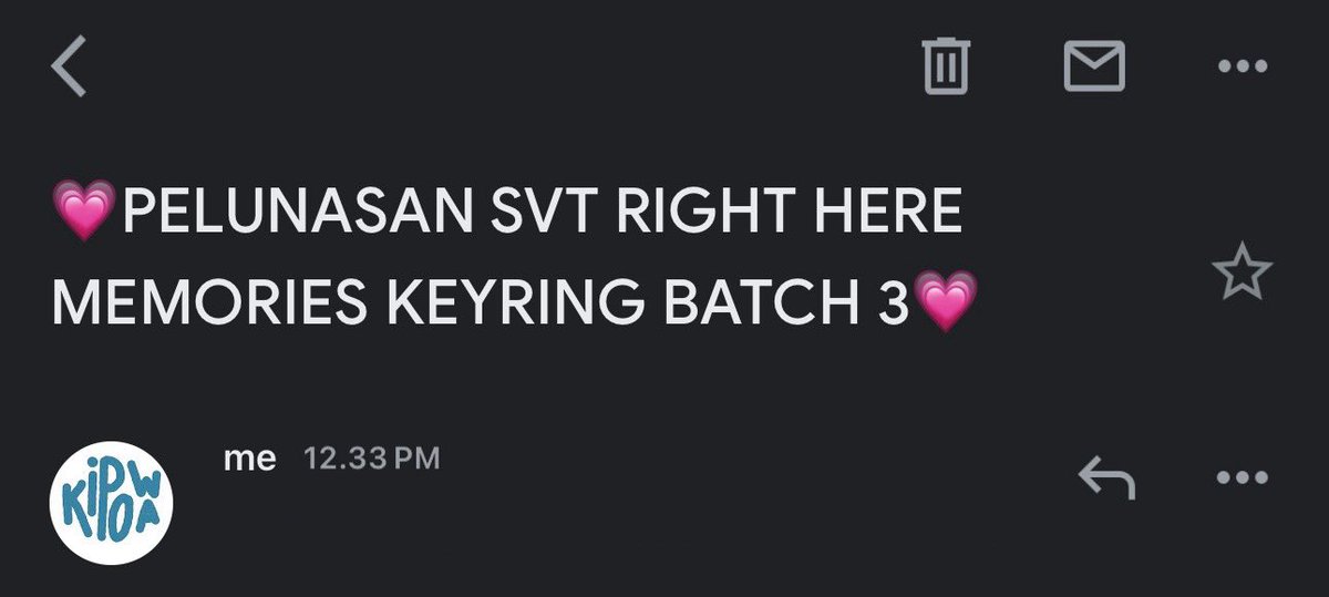 halooo! 

link pelunasan svt right here memories batch 3 &amp; a fool tshirt batch 1 sudah aku kirim melalui email yaaa bisa di cek di emailnya masing2 (kalo gaada bisa cek di spam/promotions)

mohon email pelunasannya dibaca pelan2 ya untuk meminimalisir kesalahan

thank you💗