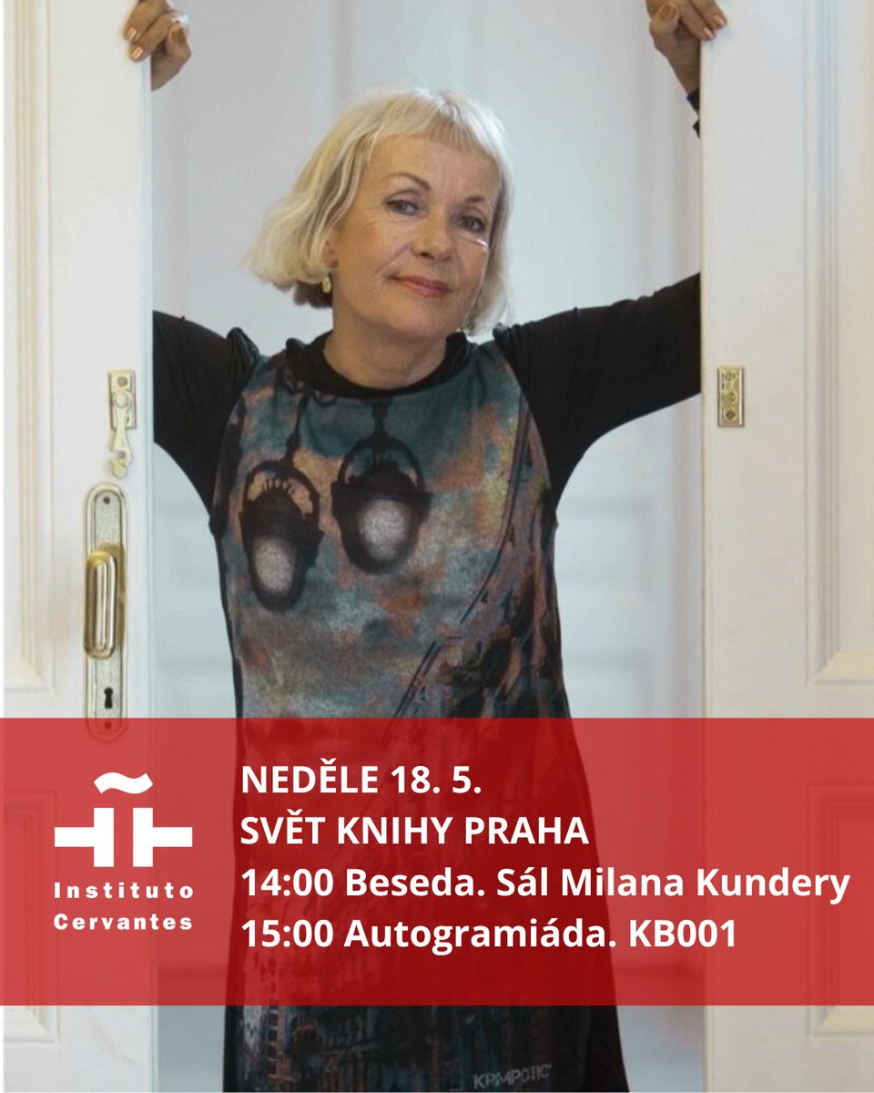 Instituto Cervantes Praga (@icpraga) on Twitter photo Dnes na <a href="/svetknihypraha/">Svět knihy Praha</a>
📘13h Překlady Pabla Nerudy a Jorgeho Teillera představí Jana Pokojová a Petr Zavadil. Moderuje Anežka Charvátová
📕14h Monika Zgustová a Kristýna Skalníková: "Jsem Milena z Prahy" prezentace knihy
📗15h Ángelo Nestore a Jana Orlová: performance Dnes na <a href="/svetknihypraha/">Svět knihy Praha</a>
📘13h Překlady Pabla Nerudy a Jorgeho Teillera představí Jana Pokojová a Petr Zavadil. Moderuje Anežka Charvátová
📕14h Monika Zgustová a Kristýna Skalníková: "Jsem Milena z Prahy" prezentace knihy
📗15h Ángelo Nestore a Jana Orlová: performance