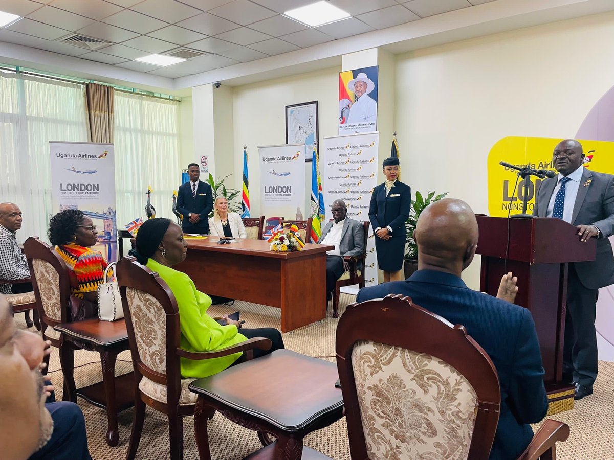 UK in Uganda 🇬🇧 🇺🇬 (@ukinuganda) on Twitter photo 🌍✈️ Today, <a href="/UG_Airlines/">Uganda Airlines</a> makes history with its maiden flight to Gatwick, 🇬🇧.
A new era of global connectivity & strengthened mutual prosperity await. 🇬🇧🇺🇬
#GoFarGoTogether
#LondonHereWeCome 🌍✈️ Today, <a href="/UG_Airlines/">Uganda Airlines</a> makes history with its maiden flight to Gatwick, 🇬🇧.
A new era of global connectivity & strengthened mutual prosperity await. 🇬🇧🇺🇬
#GoFarGoTogether
#LondonHereWeCome