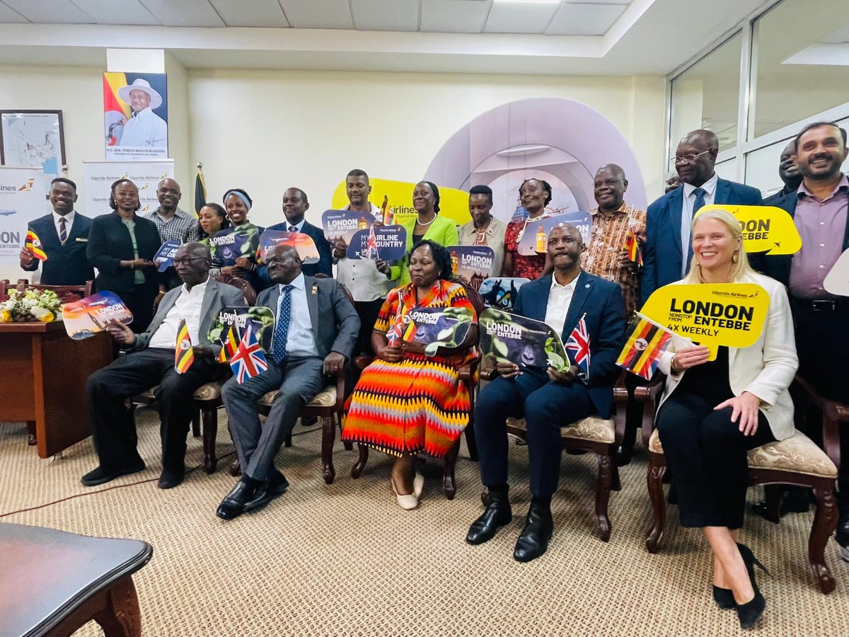 UKinUganda's tweet image. 🌍✈️ Today, @UG_Airlines makes history with its maiden flight to Gatwick, 🇬🇧.

A new era of global connectivity &amp;amp; strengthened mutual prosperity await. 🇬🇧🇺🇬

#GoFarGoTogether
#LondonHereWeCome