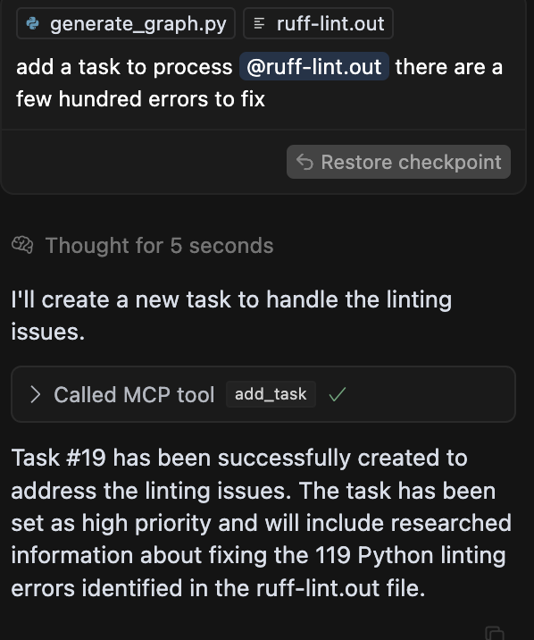 falconsoftware's tweet photo. I wanted to see what would happen if I gave all my linter errors to cursor using Taskmaster https://t.co/QT69jxoFtH