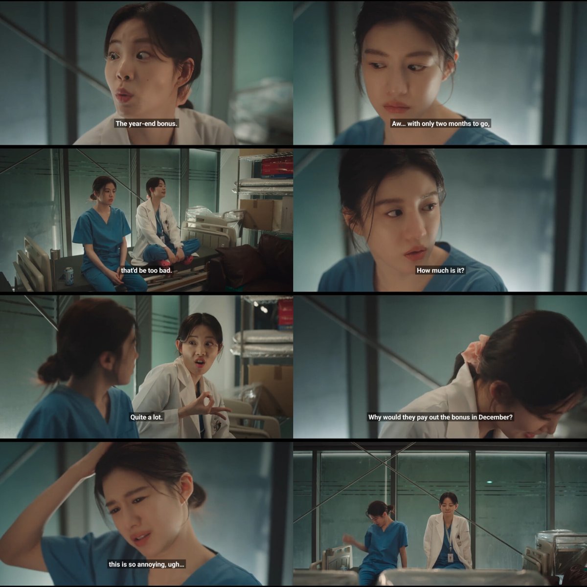 DialDForDramas's tweet photo. Hahaha! When you’re so tired and ready to quit, but then your workmate tells you there’s a big year-end bonus. Same, girl—money is the only thing keeping me at work. Without it, I would've been out the door long ago.

#residentplaybookep9 #ResidentPlaybook https://t.co/TKI2dr5wbT