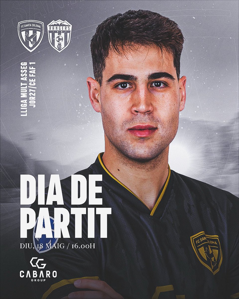 Dia de partit

🏆 JOR - 27
⚽ FC Santa Coloma 🆚 Ranger’s FC 
🗓 Diumenge 18 de maig 
⏱ 16.00h
🏟 CE de la FAF 1
📺 twich / fedandfut