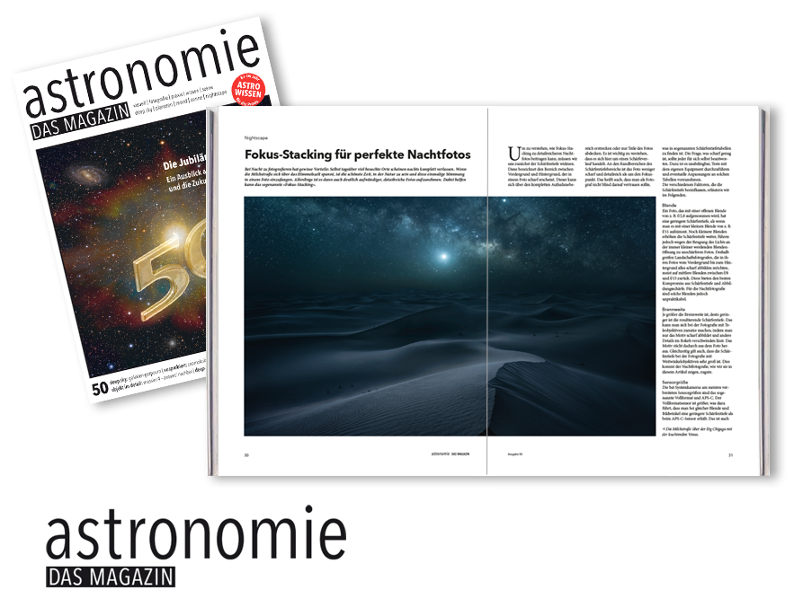 AstronomieMag's tweet photo. Nightscape

Fokus-Stacking für perfekte Nachtfotos

Den ausführlichen Artikel von Michael Breitung findet ihr in der aktuellen Jubiläumsausgabe 50 von astronomie - DAS MAGAZIN. 🤩

Bestellung Einzelheft https://t.co/rHzq7KTPP7

ABO https://t.co/irv3nnQgE8 https://t.co/sxWVSJUgIk