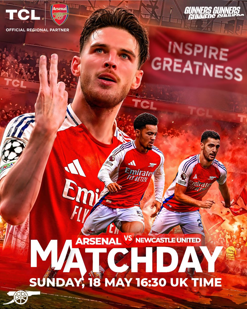 TCL_SouthAfrica's tweet image. One last battle at the Emirates. ⚽
Arsenal take on Newcastle in their final home game of the season — and every point counts in the title race.
Let’s bring the noise. Let’s make history.🔴⚪

#TCLTV #Arsenal #InspireGreatness