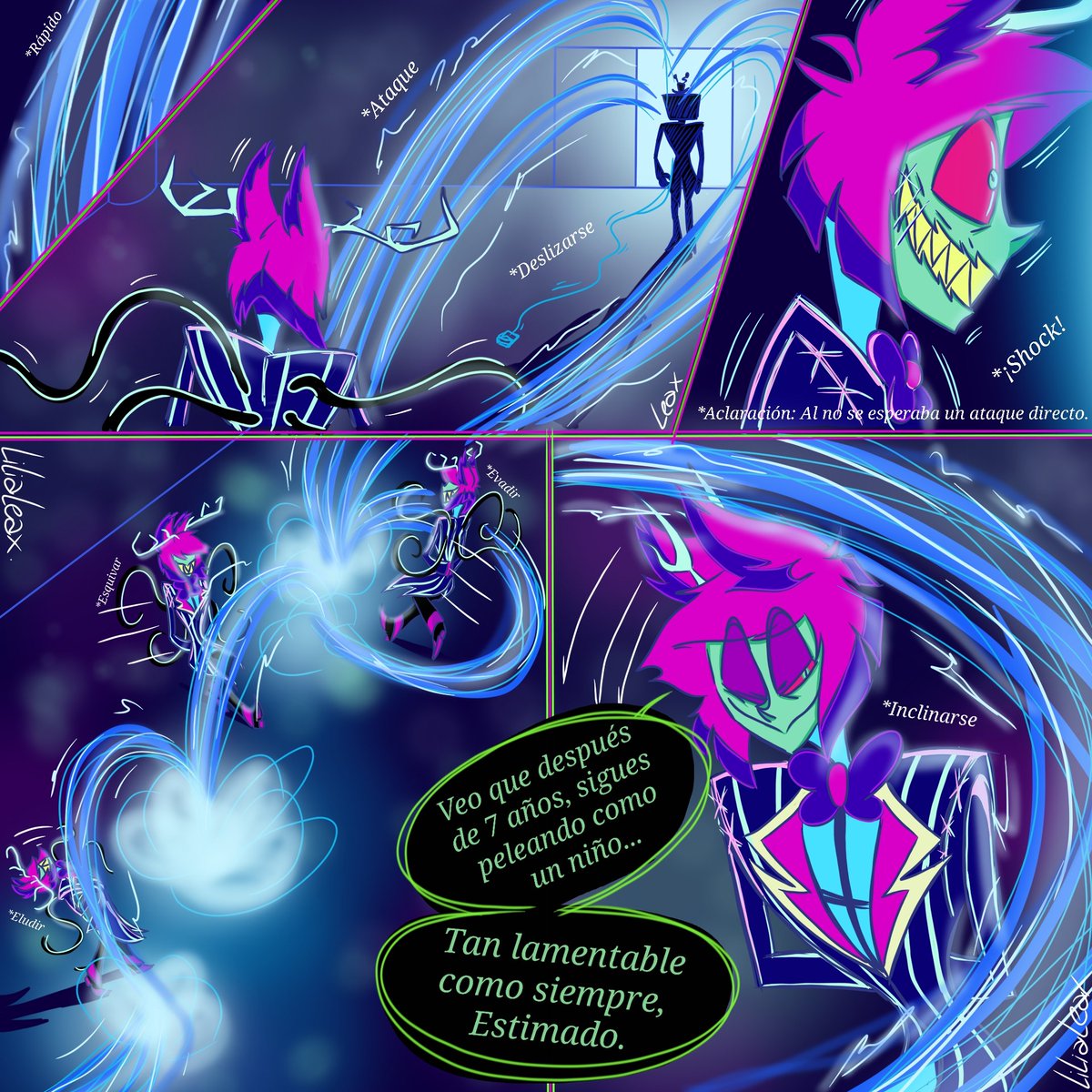 LiliaLeax's tweet image. Electronic Deer (28-29/?) 🦌❤️📺

Espero les guste, hacer estos paneles para que se vieran dinámicos fue un reto, sumado al coloreo... Ufff! 🤯😸

#HazbinHotelFanart #voxal #RadioStatic #HazbinHotelAlastor #HazbinHotelVox