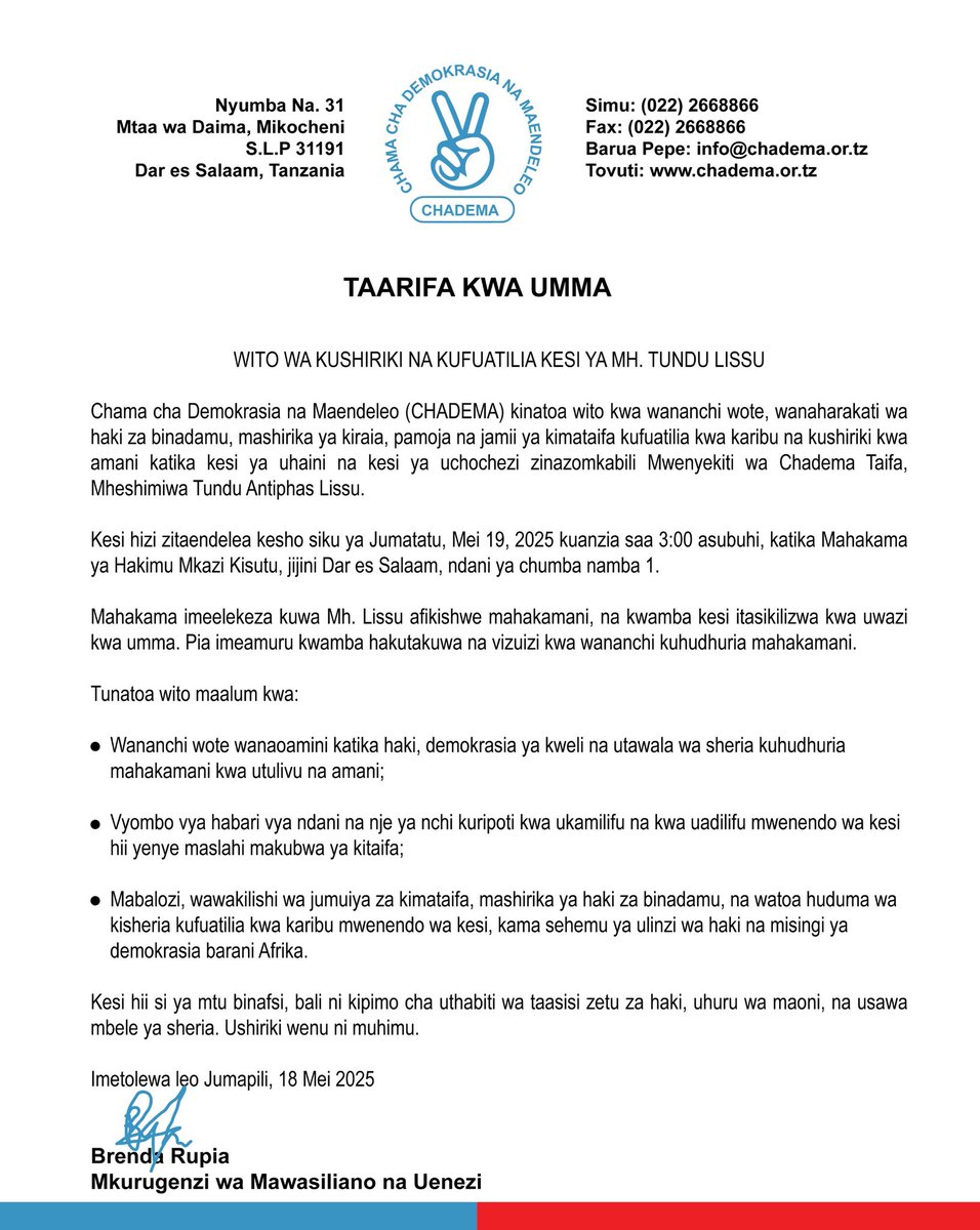 Chadema Tanzania tweet media