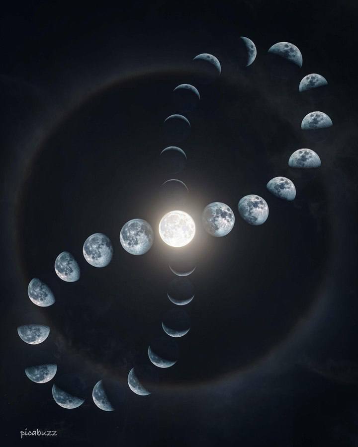 All phases of the lunar cycle in one frame.