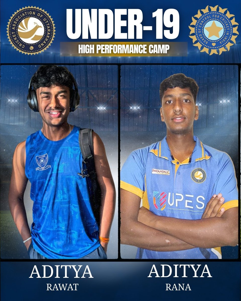 The All-India Junior Selection Committee has selected Aditya Rana and Aditya Rawat of Our Association for the High-Performance camp for U-19 Boys to be conducted at BCCI-Centre of Excellence (New Campus), Bengaluru.

CONGRATULATIONS &amp; GOOD LUCK TO YOUNG GUNS FOR FUTURE..