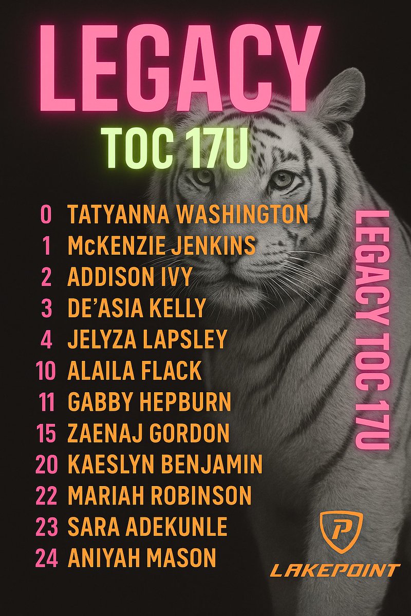 Nike Legacy TOC South 17U (@legacygirls_17u) on Twitter photo Definition of GET AT IT!!
We have the guards you want — tough, smart, coachable, and locked in!
Look no further.
Pictured and roster ready.
Last game: Sunday 8AM | Court 9 vs iDream | LakePoint
Coaches, we want YOU!! <a href="/_BlakeDerrick/">Blake Derrick</a> <a href="/Coach_DAcree/">CoachAcree</a> <a href="/WWFE_RCT/">WeWorkforEverything Recruiting</a> <a href="/JrAllStarBB/">Jr. All-Star Girls Basketball</a> Definition of GET AT IT!!
We have the guards you want — tough, smart, coachable, and locked in!
Look no further.
Pictured and roster ready.
Last game: Sunday 8AM | Court 9 vs iDream | LakePoint
Coaches, we want YOU!! <a href="/_BlakeDerrick/">Blake Derrick</a> <a href="/Coach_DAcree/">CoachAcree</a> <a href="/WWFE_RCT/">WeWorkforEverything Recruiting</a> <a href="/JrAllStarBB/">Jr. All-Star Girls Basketball</a>