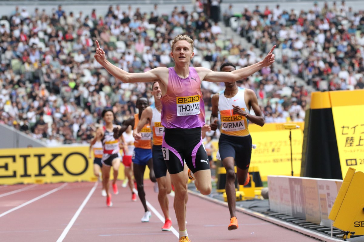 goldengrandprix's tweet photo. /／
【#セイコーGGP】
\＼

◆男子3000m 結果
1位🥇#ジュードトーマス（AUS）7分39秒69　※大会新記録
2位🥈#エルミアスギルマ（ETH）7分40秒42　※大会新記録
3位🥉#ブライアンフェイ（IRL）7分41秒09　※大会新記録

✅速報など
https://t.co/iqngukLBU0

#序章世界 #集結国立 #ゴールデングランプリ #陸上 #JAAF #国立競技場 #ContinentalTourGold