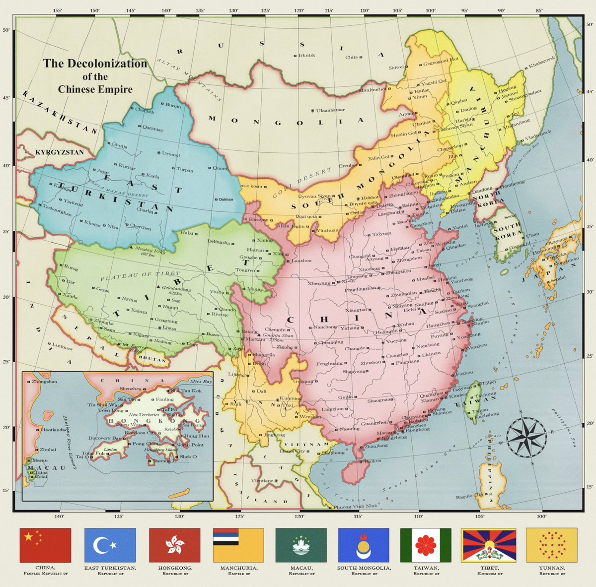 When China shows you "fake" maps depicting the entire South China Sea as Chinese territory, show them this!

ONE CHINA IS MYTH!

Tibet Is Not China.

Taiwan Is Not China.

East Turkistan Is Not China.

Inner Mongolia Is Not China.

Manchuria Is Not China.