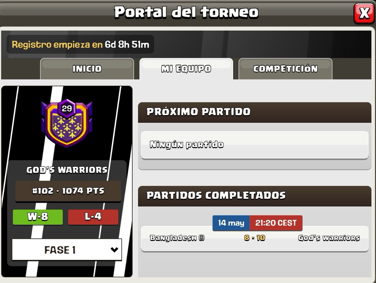 Ayer nuestro equipo God's Warriors, logro la clasificación para el mundial. El próximo sábado habra que darle duro😬🤭

Vamos con todo God's 🔥💪

<a href="/Gods_familycoc/">GOD’S FAMILY</a> <a href="/GodsMaska/">God's⚡Maska</a> <a href="/Rubbito077Gods/">Rubby077Coc</a> <a href="/killer_raincoc/">⚡️KILLER RAIN⚡️</a>