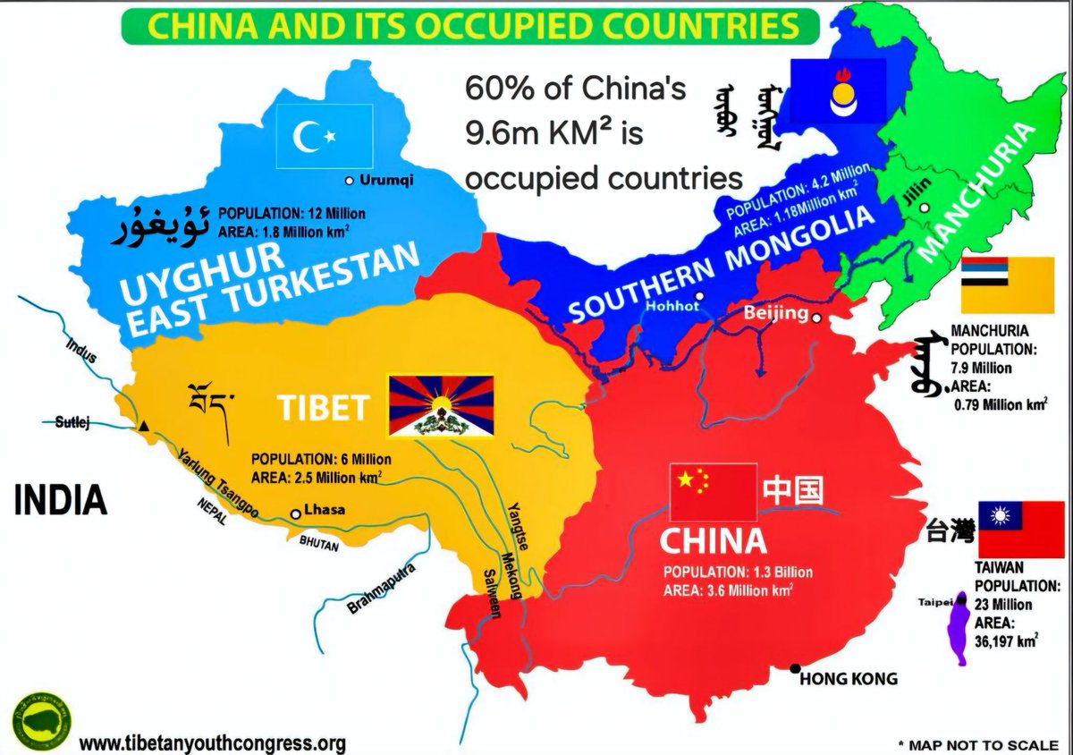 Tenzin Tsundue (@tenzintsundue) on Twitter photo Question China
60% of China's 9.6M km² of landmass is occupied country: #EastTurkestan 1.8M Km², #Tibet 2.5M Km², #SouthernMongolia 1.2M Km² & #Manchuria 84K Km²
<a href="/AbhijitChavda/">Abhijit Chavda</a> <a href="/BeerBicepsGuy/">Ranveer Allahbadia</a> <a href="/ManojNaravane/">Manoj Naravane</a> <a href="/amitabhprevi/">amitabh p revi</a> <a href="/majorgauravarya/">Major Gaurav Arya (Retd)</a> <a href="/amitabhprevi/">amitabh p revi</a> <a href="/GeneralBakshi/">Maj Gen (Dr)GD Bakshi SM,VSM(retd)</a> <a href="/ANI/">ANI</a> <a href="/ZeeTV/">ZeeTV</a> Question China
60% of China's 9.6M km² of landmass is occupied country: #EastTurkestan 1.8M Km², #Tibet 2.5M Km², #SouthernMongolia 1.2M Km² & #Manchuria 84K Km²
<a href="/AbhijitChavda/">Abhijit Chavda</a> <a href="/BeerBicepsGuy/">Ranveer Allahbadia</a> <a href="/ManojNaravane/">Manoj Naravane</a> <a href="/amitabhprevi/">amitabh p revi</a> <a href="/majorgauravarya/">Major Gaurav Arya (Retd)</a> <a href="/amitabhprevi/">amitabh p revi</a> <a href="/GeneralBakshi/">Maj Gen (Dr)GD Bakshi SM,VSM(retd)</a> <a href="/ANI/">ANI</a> <a href="/ZeeTV/">ZeeTV</a>