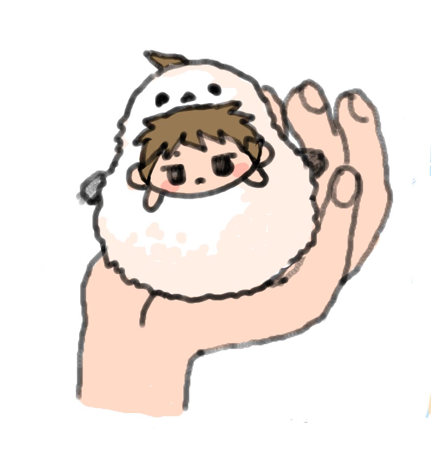 シマエナガの着ぐるみに包まれた手乗りぬい向くん