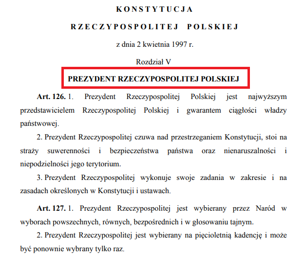 Prezydent RP🇵🇱
✅Wybierany na 5 lat
✅Zwierzchnik Sił Zbrojnych
✅Powołuje Prezesa TK
✅Zgłasza kandydaturę prezesa NBP i powołuje 3 (z 9) członków RPP
✅Powołuje 2 (z 5) członków KRRITV
✅Powołuje/odwołuje ambasadorów
✅Ma prawo zgłaszania ustaw ale i jej  weta
✅Ma prawo łaski