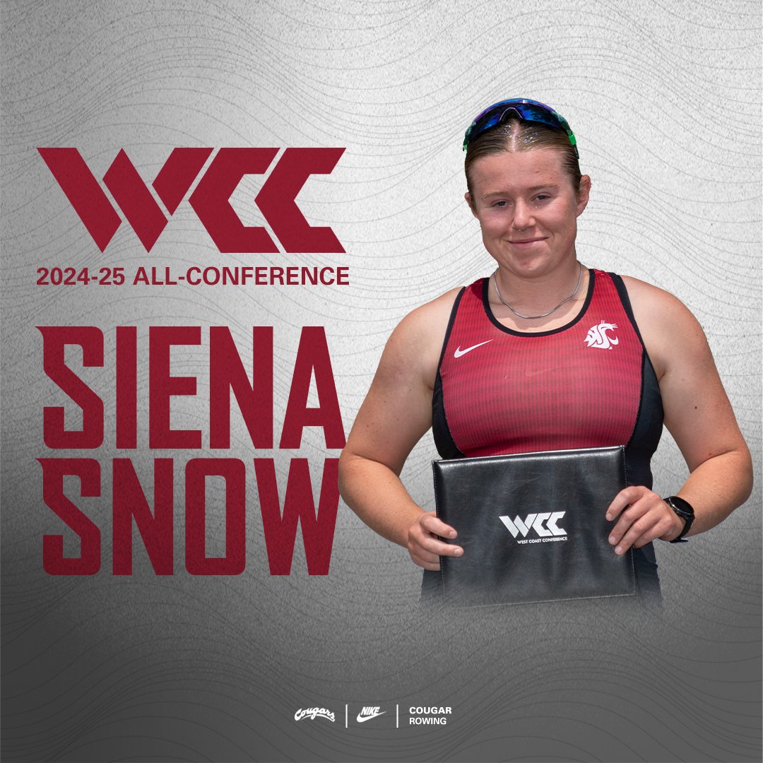 WSUCougarRowing's tweet image. Congrats Siena Snow, on being named WCC All-Conference!
You were a staple in our 1V8 shell all season!
📰 | wsucougars.com/news/2025/5/18…
#GoCougs