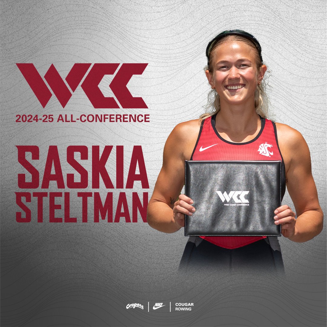 WSUCougarRowing's tweet image. Saskia Steltman has also been named WCC All-Conference!
You helped power our 1V8 from the stroke seat!
📰 | wsucougars.com/news/2025/5/18…
#GoCougs
