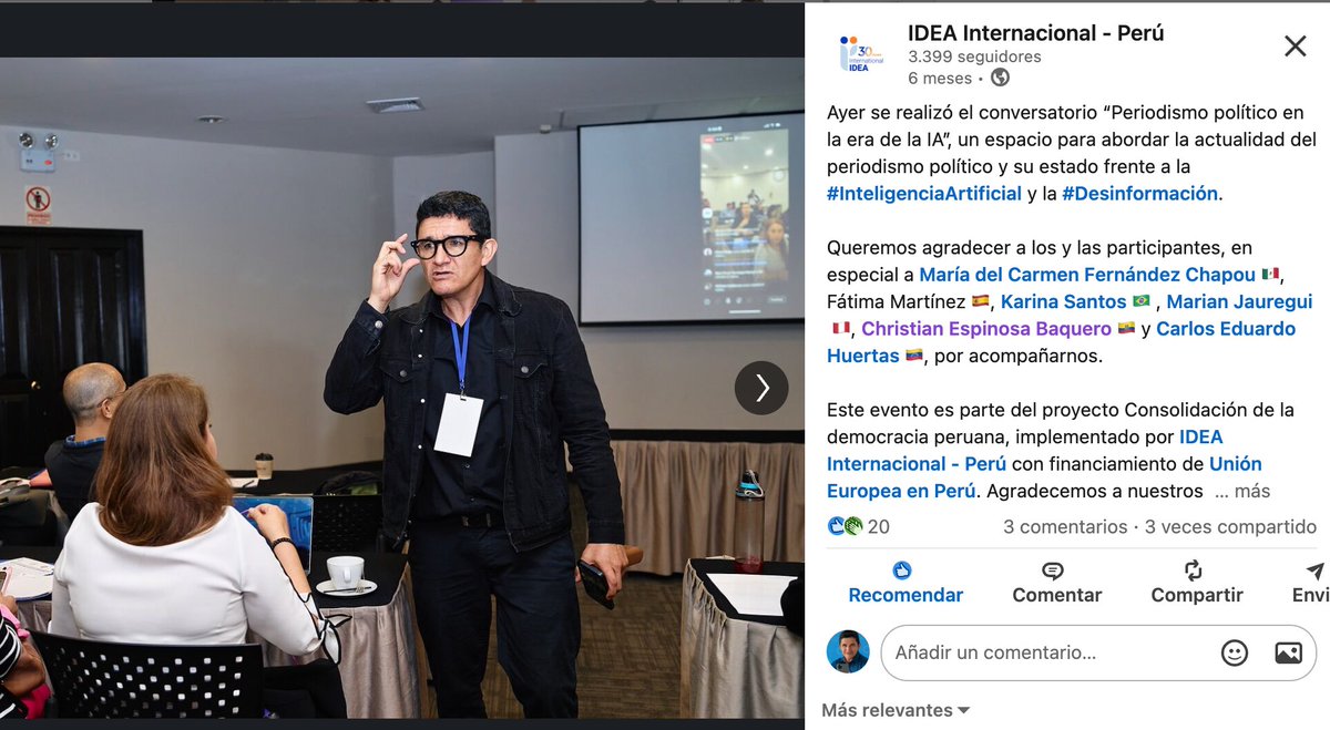 Gratitud siempre, Perú 🇵🇪 

Taller IA Storytelling a periodistas en LIMA y demostración de cobertura con lentes inteligentes 

#InteligenciaArtificial